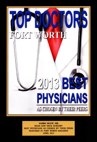 Top Physician Surgery award, Doctor Yadro Ducic, 2013.